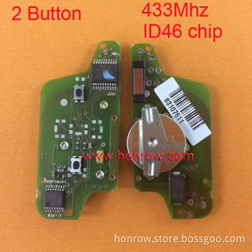 Original Peugeot FSK 2 button flip remote control car with 433Mhz ID46 Chip for 307&407 Blade (Before April 2011 year)